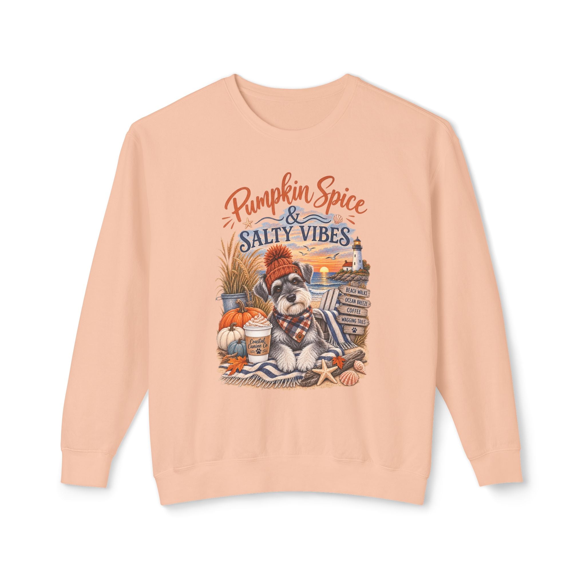 Pumpkin Spice & Salty Vibes Sweatshirt — Fall Beach Dog Crewneck