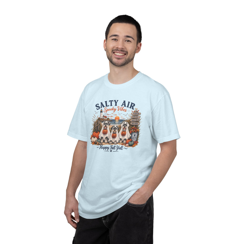 Salty Air Spooky Vibes Tee — Happy Fall Y'all Autumn Beach Ghosts T-Shirt