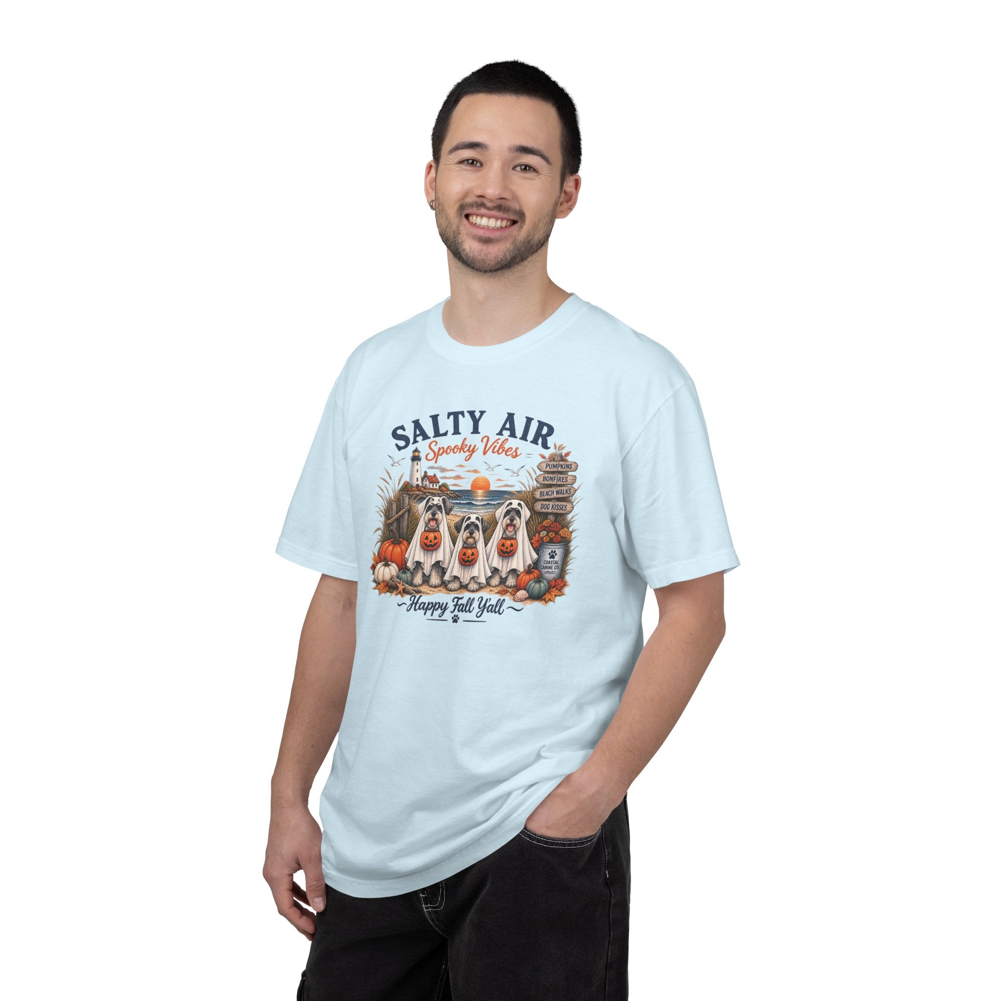 Salty Air Spooky Vibes Tee — Happy Fall Y'all Autumn Beach Ghosts T-Shirt