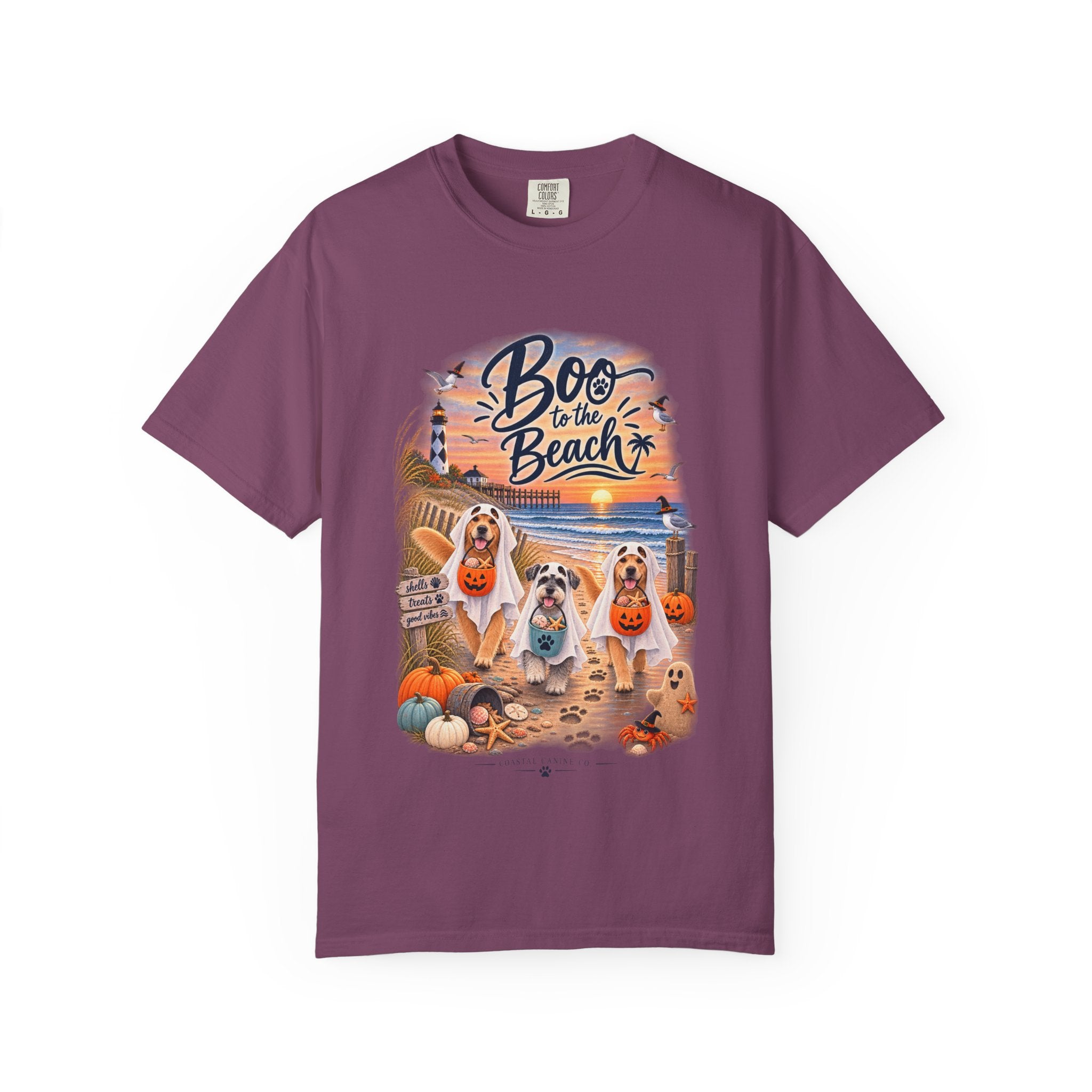 Boo to the Beach T-Shirt — Cute Halloween Dogs on Sunset Beach
