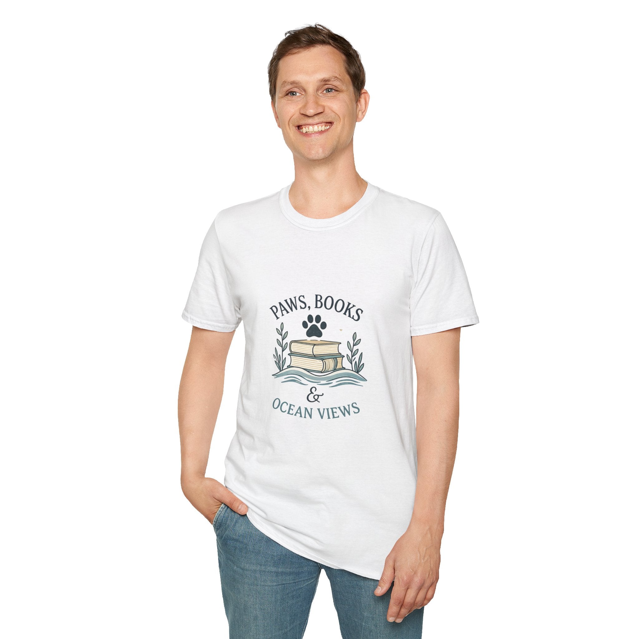 Paws, Books & Ocean Views T‑Shirt