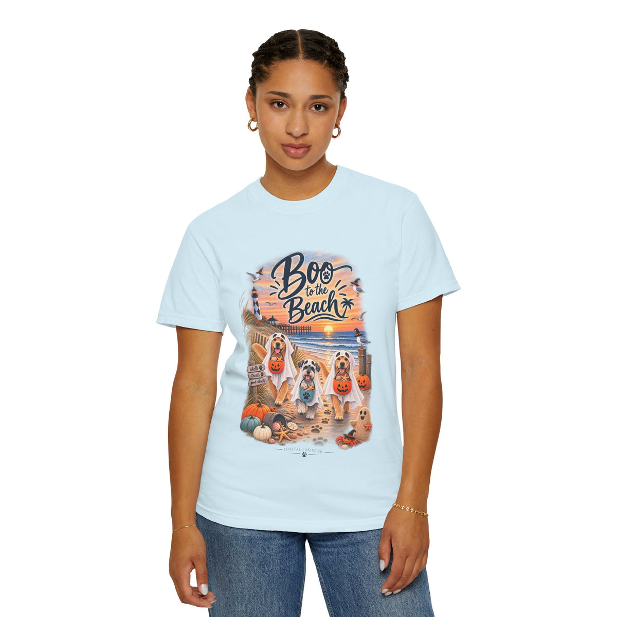 Boo to the Beach T-Shirt — Cute Halloween Dogs on Sunset Beach