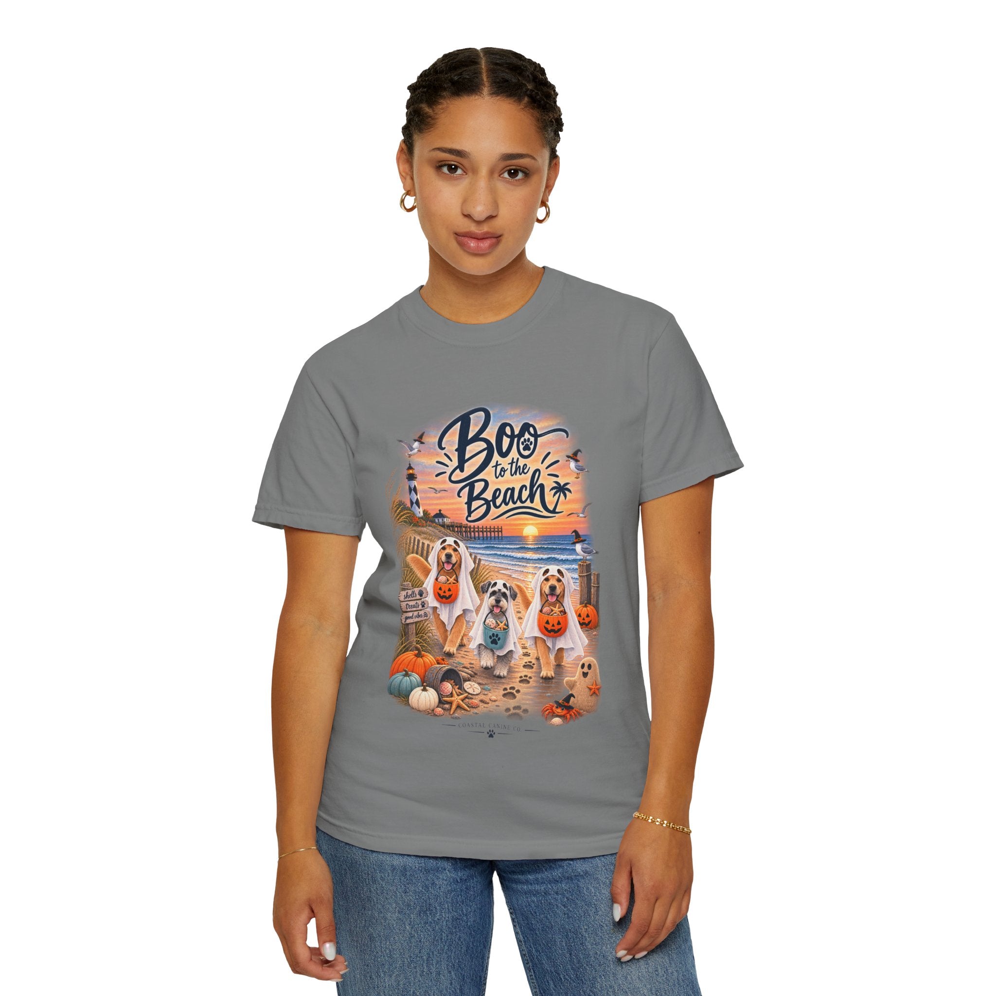 Boo to the Beach T-Shirt — Cute Halloween Dogs on Sunset Beach