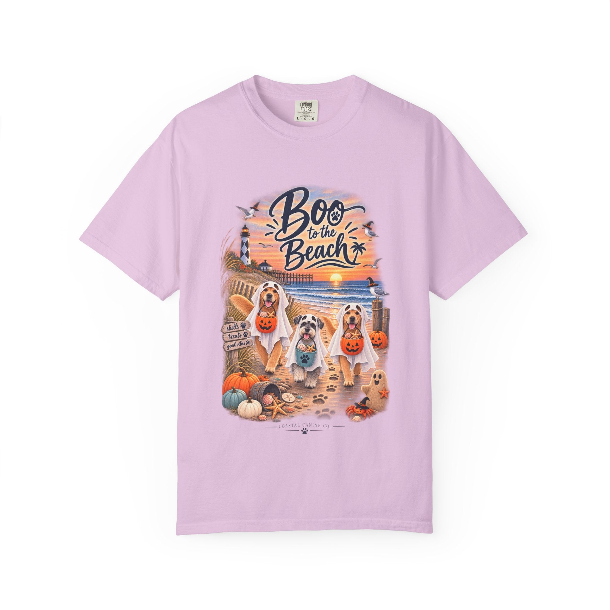 Boo to the Beach T-Shirt — Cute Halloween Dogs on Sunset Beach