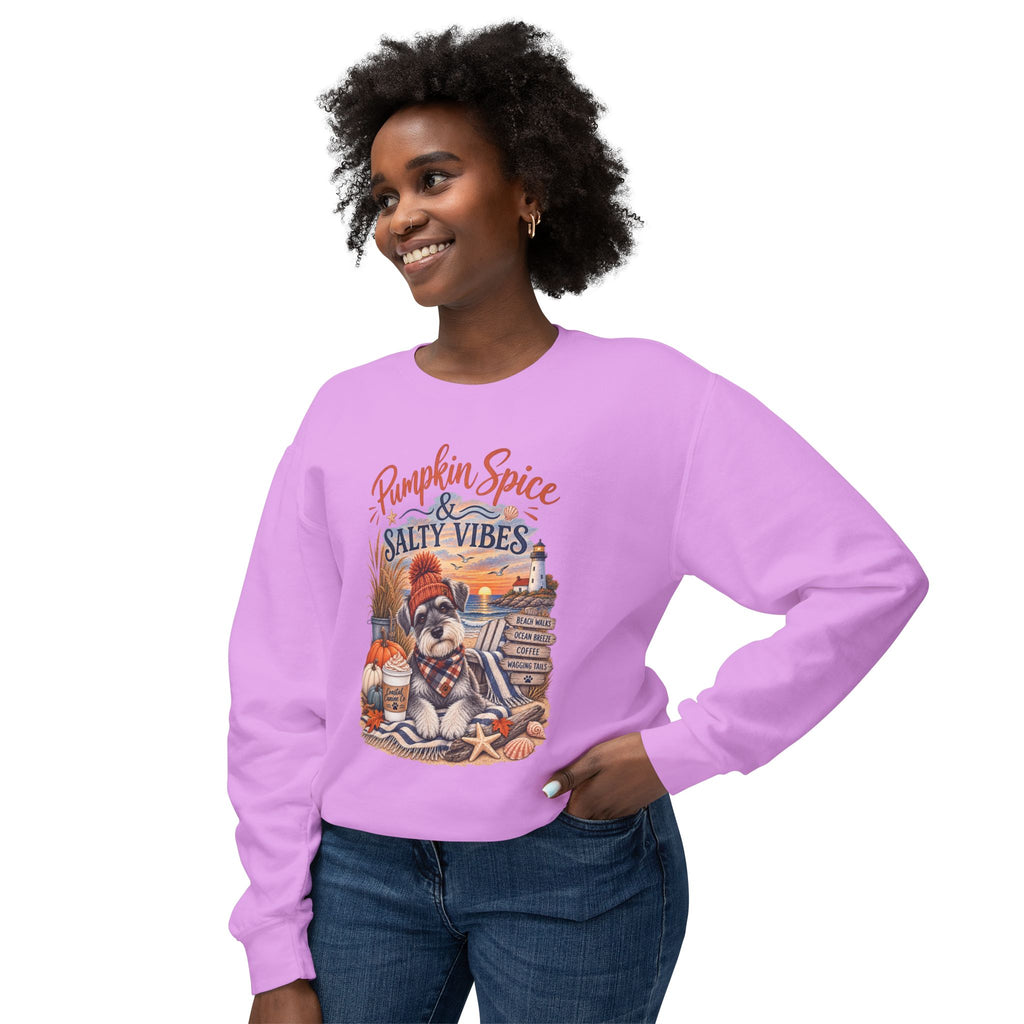 Pumpkin Spice & Salty Vibes Sweatshirt — Fall Beach Dog Crewneck