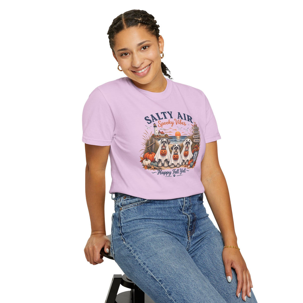 Salty Air Spooky Vibes Tee — Happy Fall Y'all Autumn Beach Ghosts T-Shirt