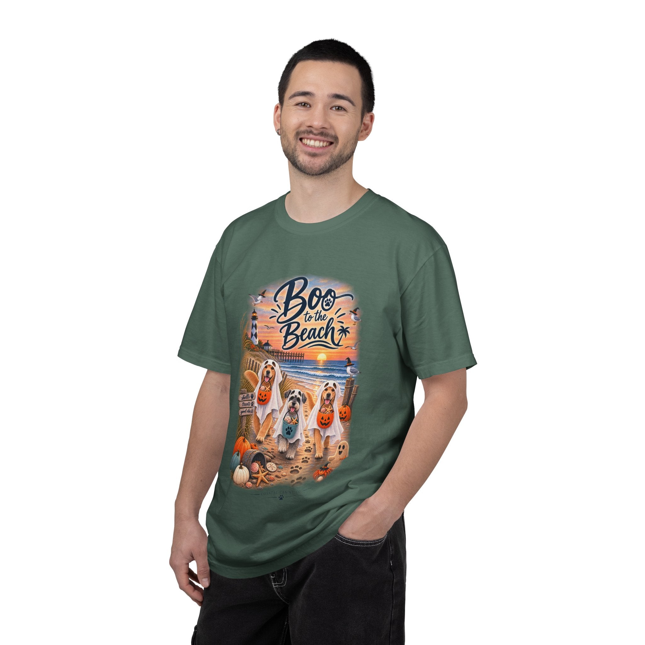 Boo to the Beach T-Shirt — Cute Halloween Dogs on Sunset Beach