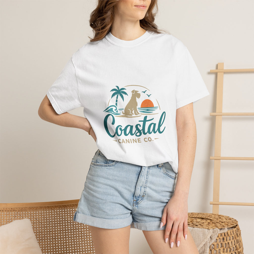 Coastal Canine T-Shirt — Beach Dog Sunset Tee