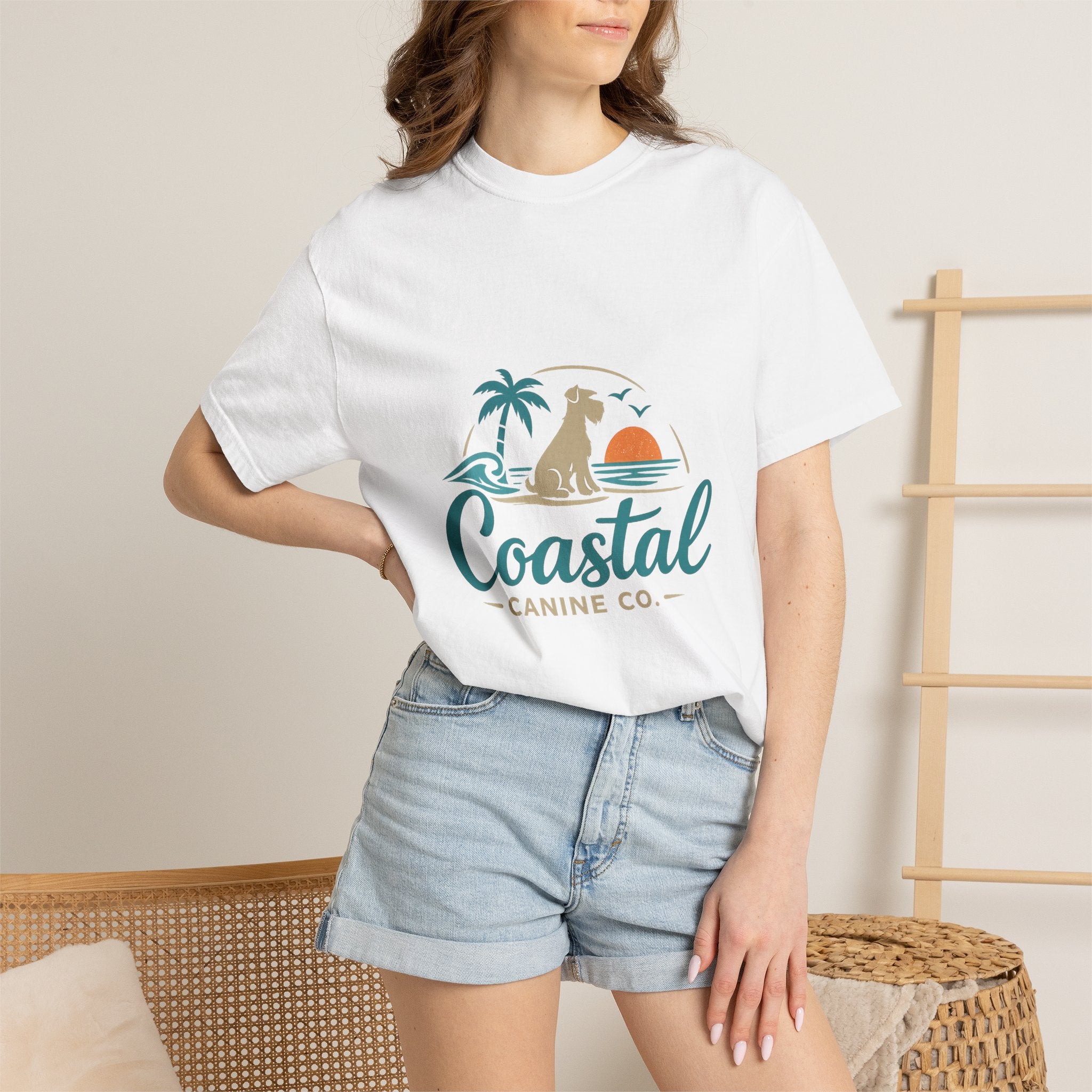 Coastal Canine T-Shirt — Beach Dog Sunset Tee