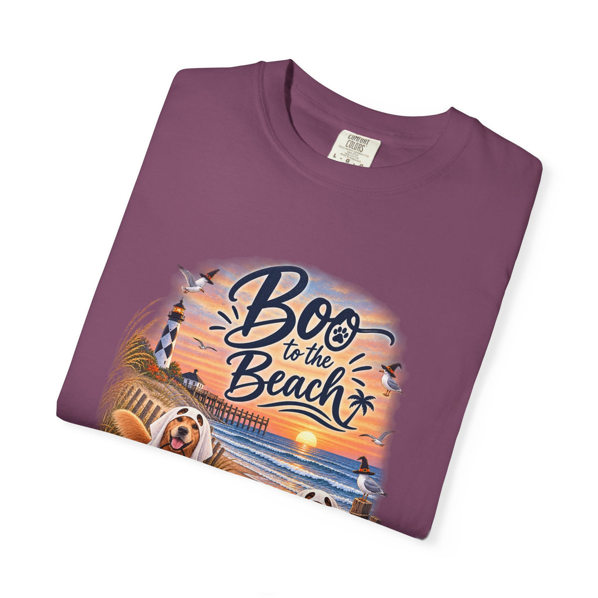 Boo to the Beach T-Shirt — Cute Halloween Dogs on Sunset Beach