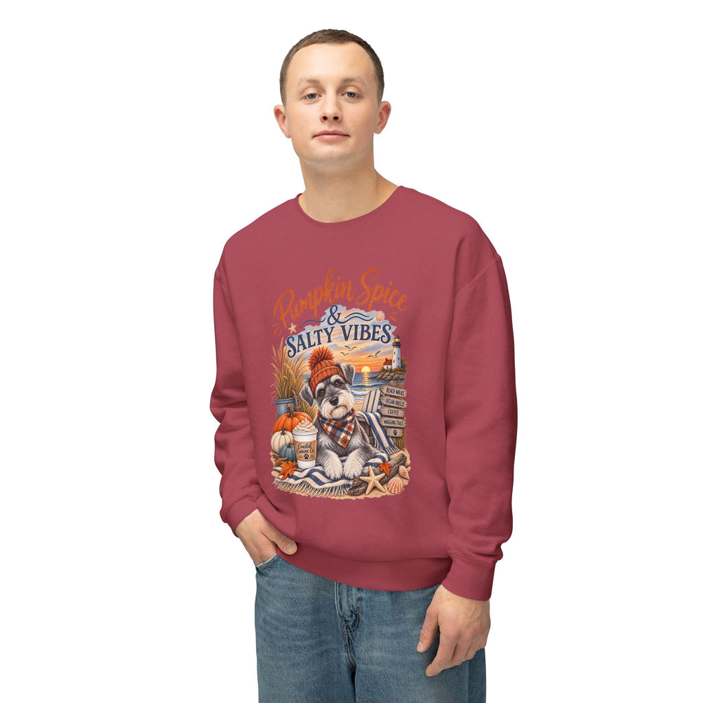 Pumpkin Spice & Salty Vibes Sweatshirt — Fall Beach Dog Crewneck