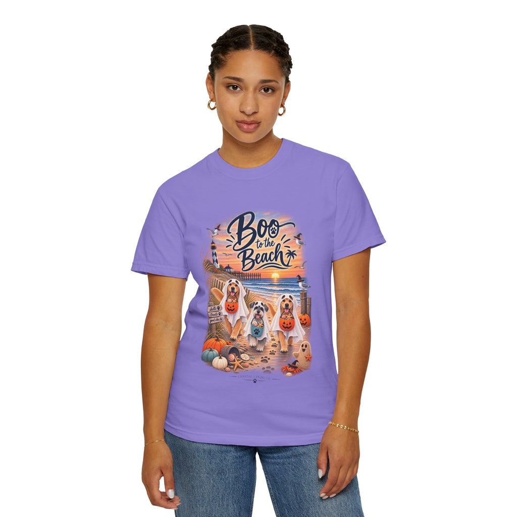 Boo to the Beach T-Shirt — Cute Halloween Dogs on Sunset Beach