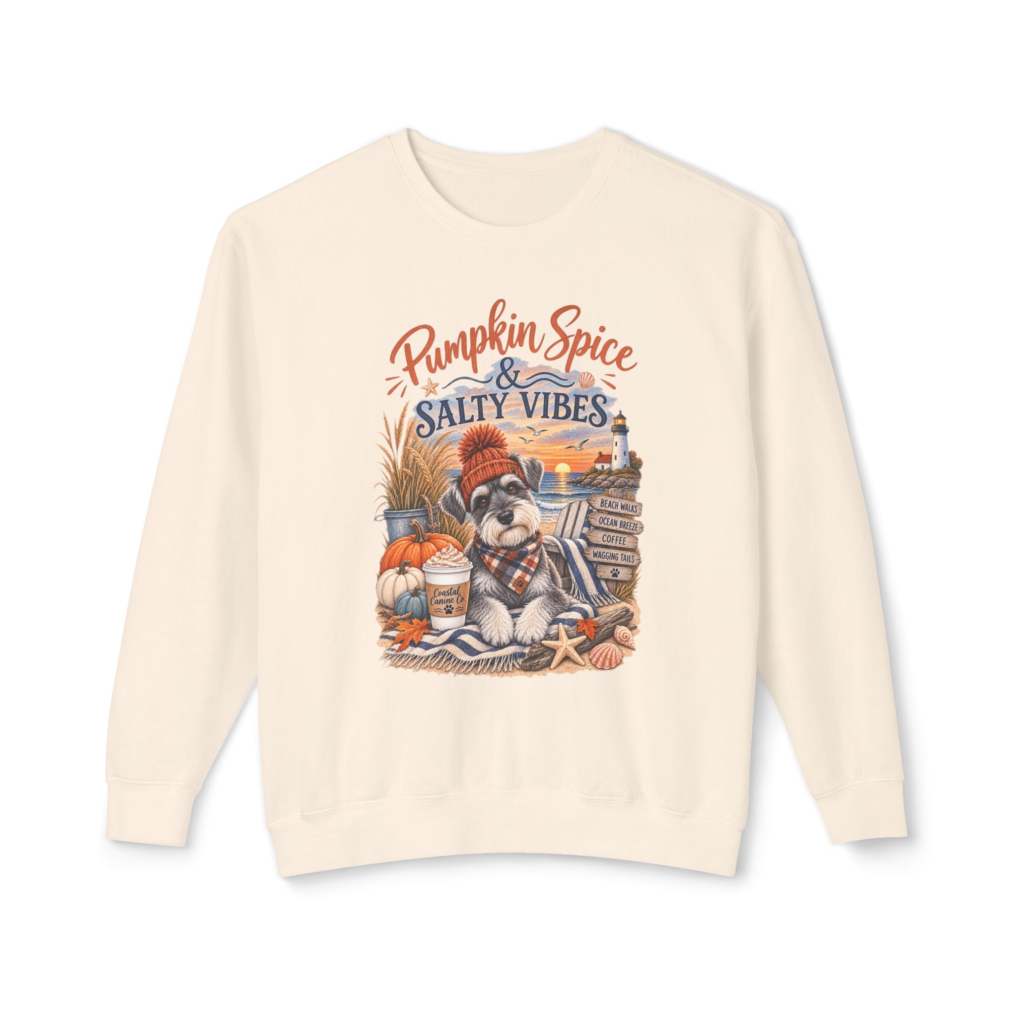 Pumpkin Spice & Salty Vibes Sweatshirt — Fall Beach Dog Crewneck