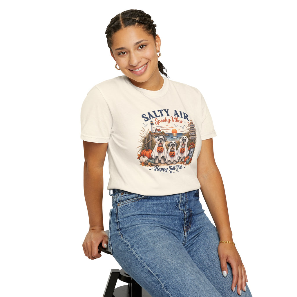 Salty Air Spooky Vibes Tee — Happy Fall Y'all Autumn Beach Ghosts T-Shirt