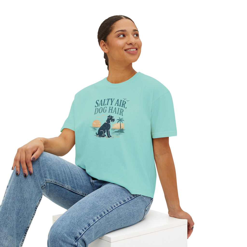 Salty Air, Dog Hair Boxy Tee — Women’s Beach Dog T-Shirt