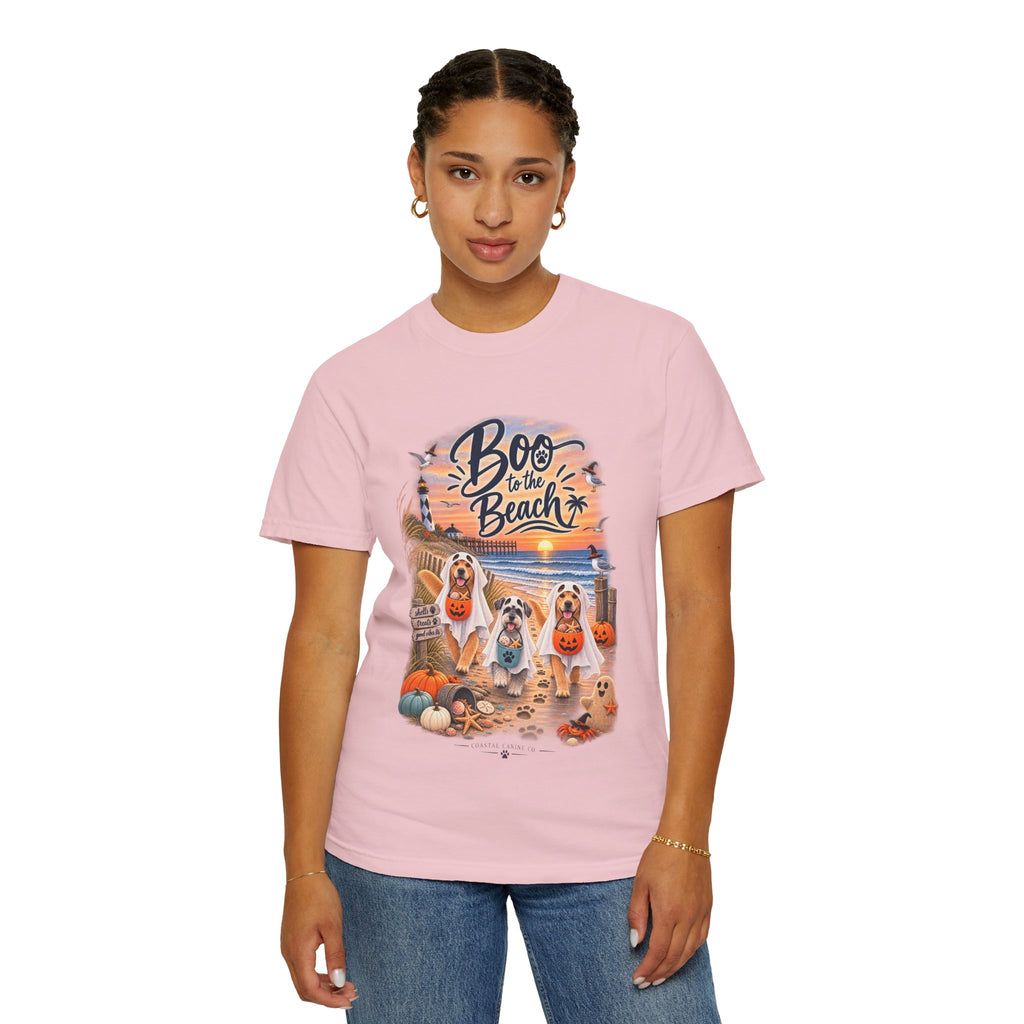 Boo to the Beach T-Shirt — Cute Halloween Dogs on Sunset Beach