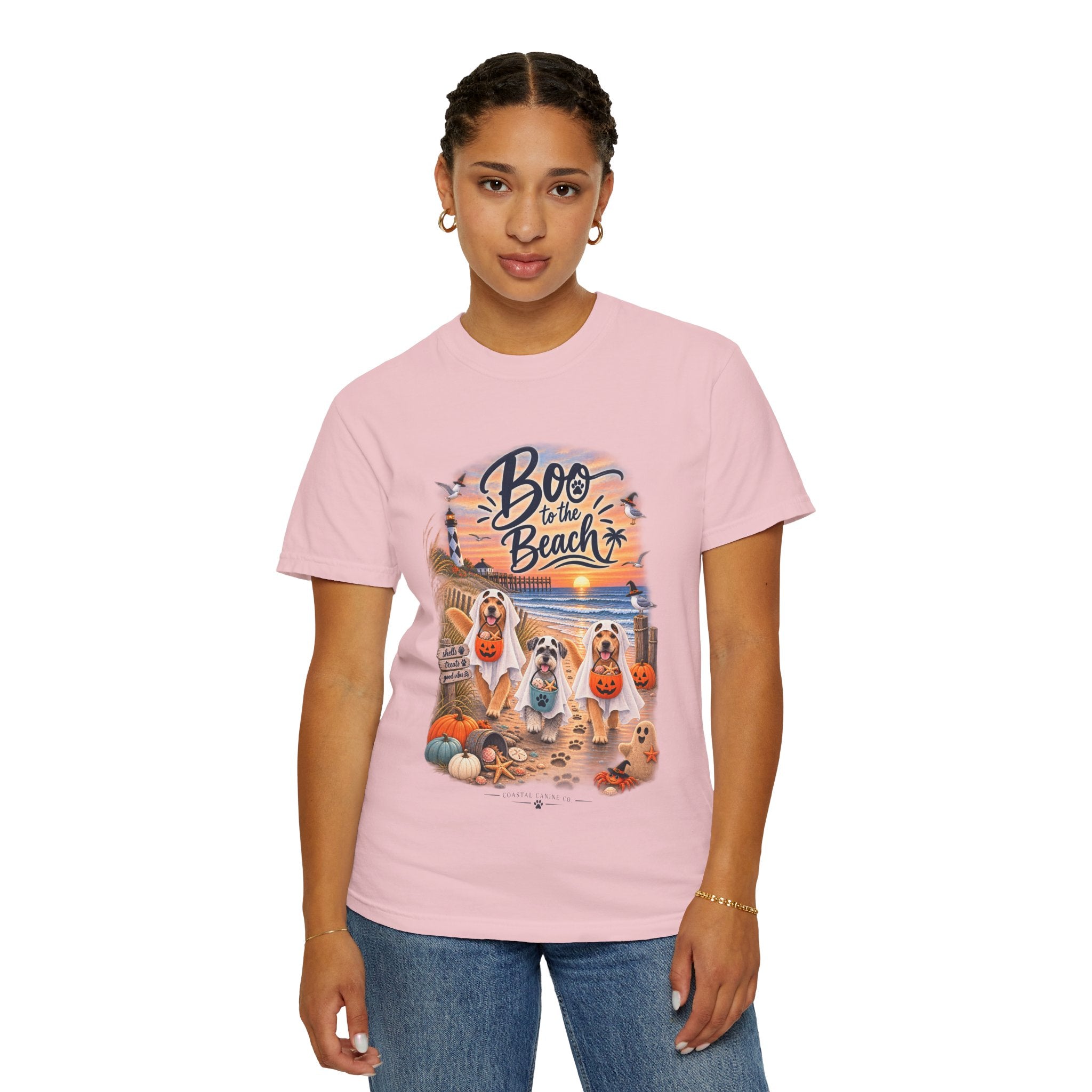 Boo to the Beach T-Shirt — Cute Halloween Dogs on Sunset Beach