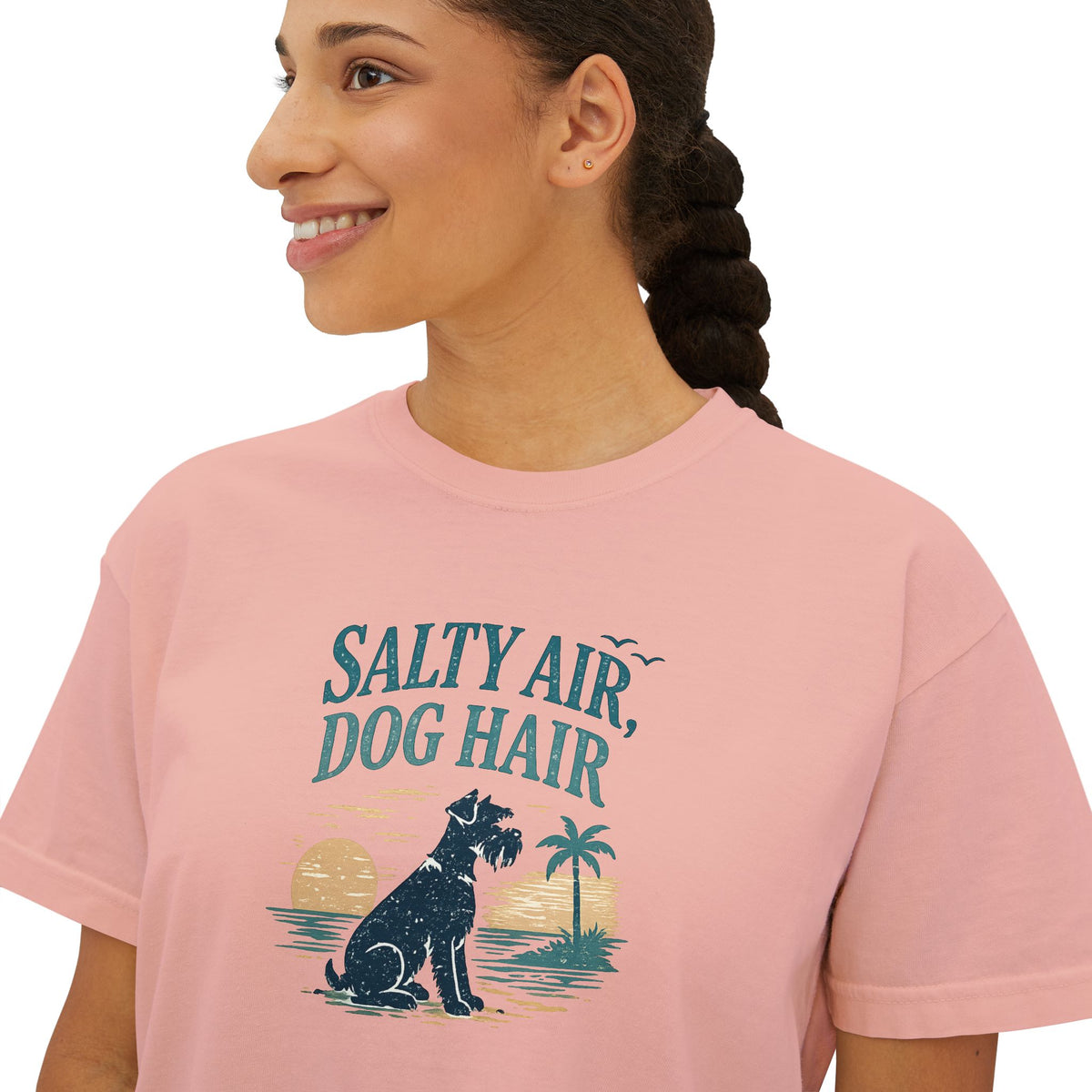Salty Air, Dog Hair Boxy Tee — Women’s Beach Dog T-Shirt