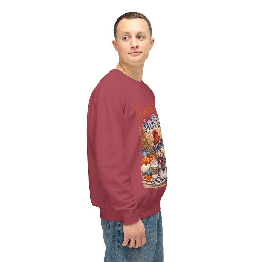 Pumpkin Spice & Salty Vibes Sweatshirt — Fall Beach Dog Crewneck