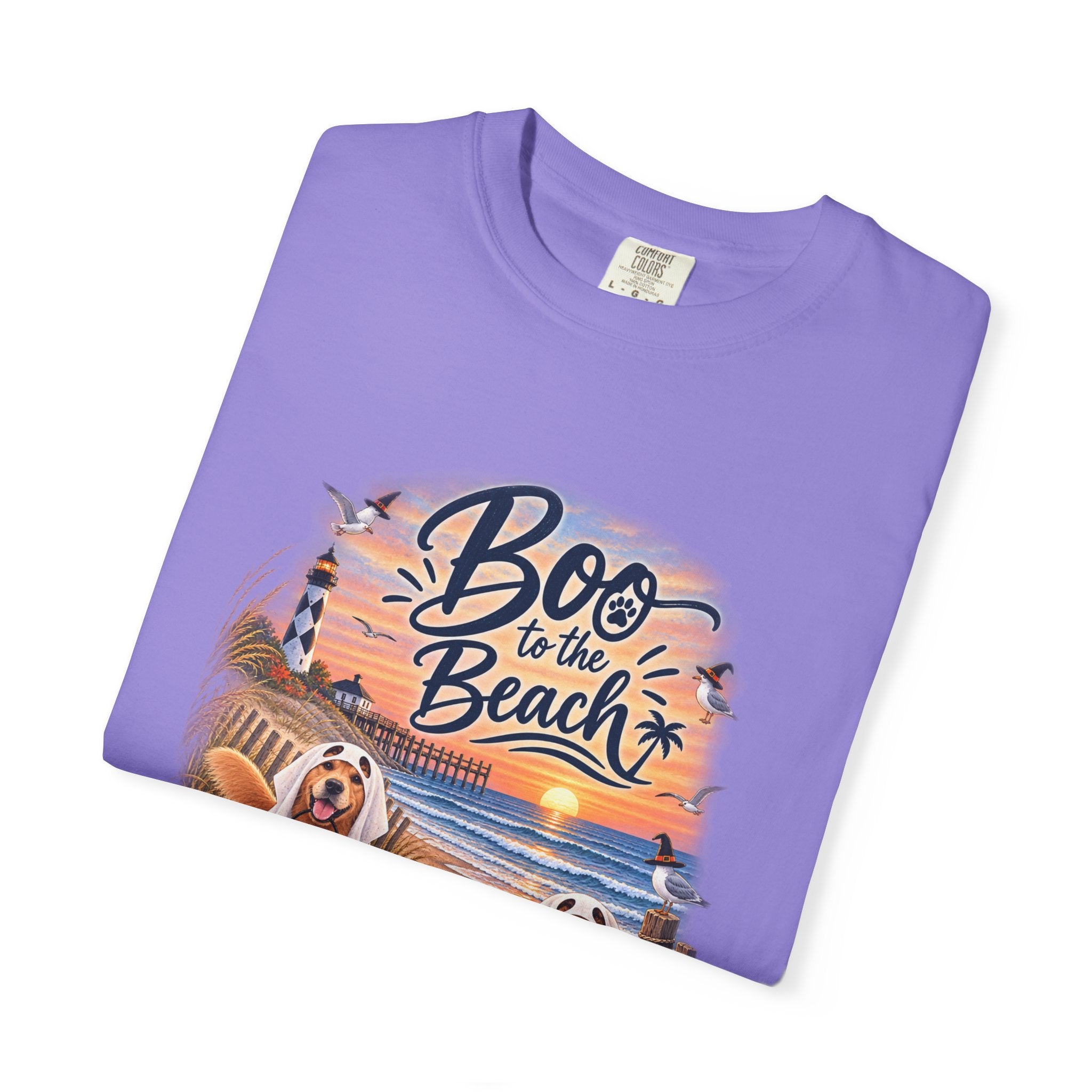 Boo to the Beach T-Shirt — Cute Halloween Dogs on Sunset Beach