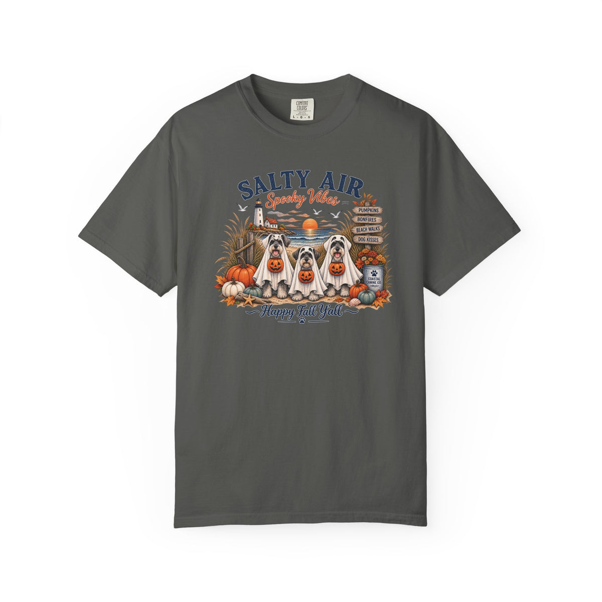 Salty Air Spooky Vibes Tee — Happy Fall Y'all Autumn Beach Ghosts T-Shirt