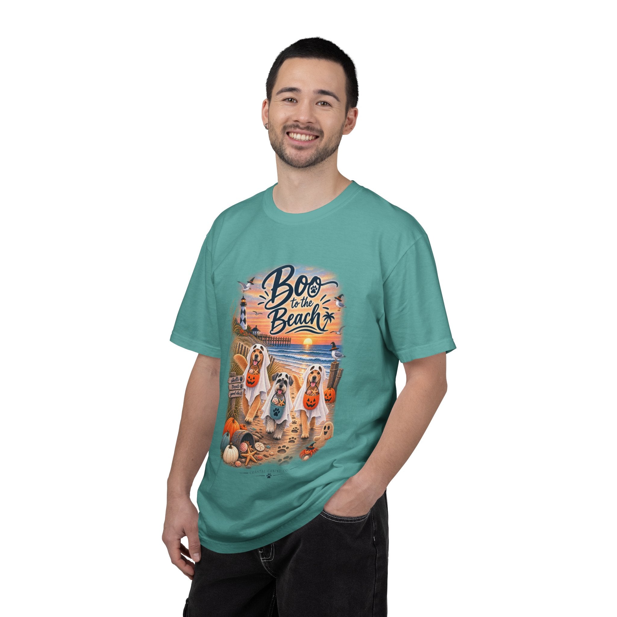 Boo to the Beach T-Shirt — Cute Halloween Dogs on Sunset Beach