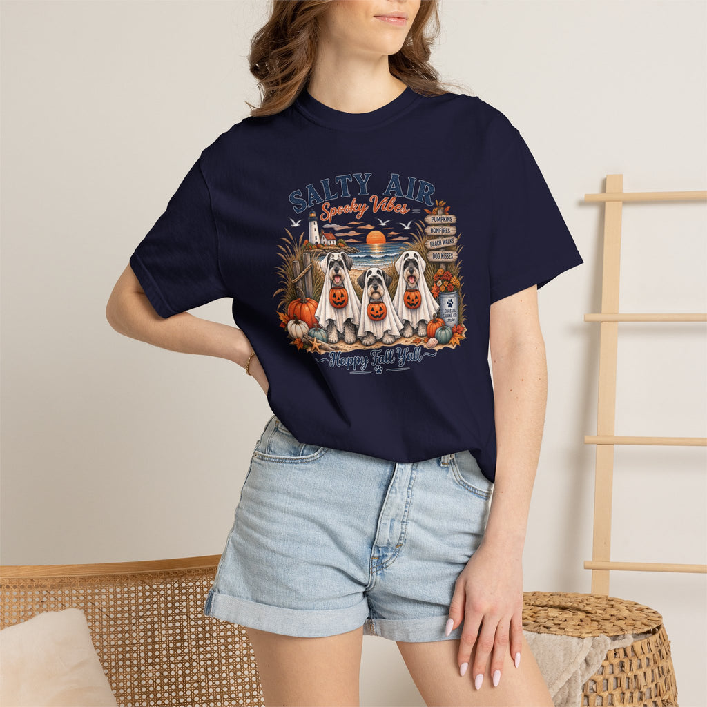 Salty Air Spooky Vibes Tee — Happy Fall Y'all Autumn Beach Ghosts T-Shirt