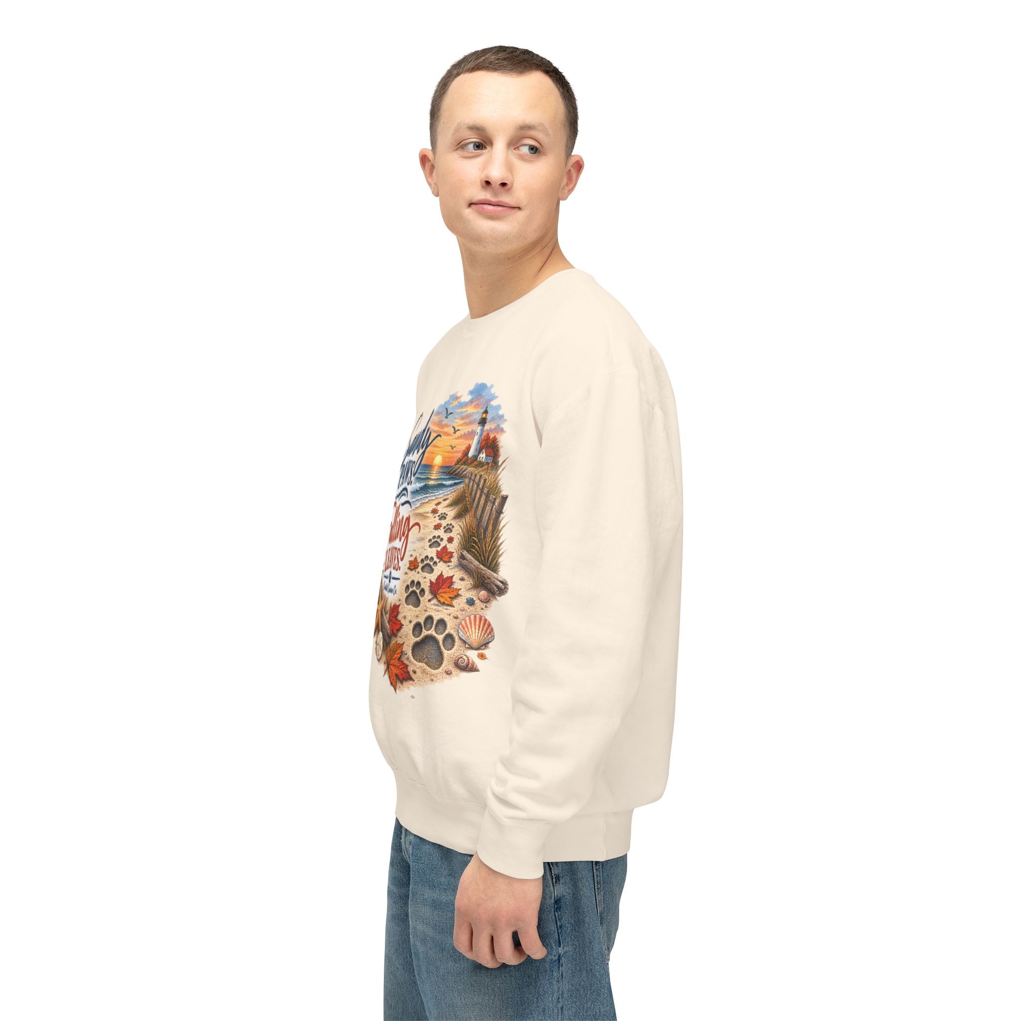 Sandy Paws Falling Leaves Sweatshirt – Beach Dog Autumn Crewneck