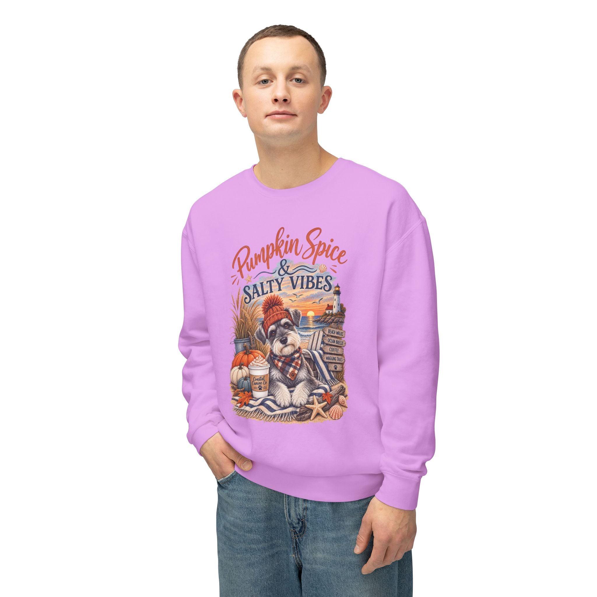 Pumpkin Spice & Salty Vibes Sweatshirt — Fall Beach Dog Crewneck