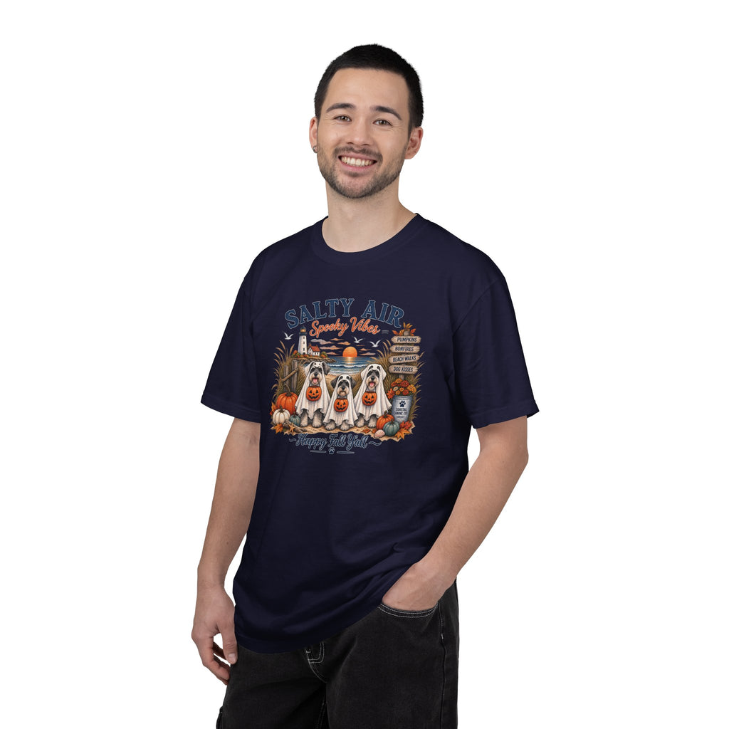 Salty Air Spooky Vibes Tee — Happy Fall Y'all Autumn Beach Ghosts T-Shirt