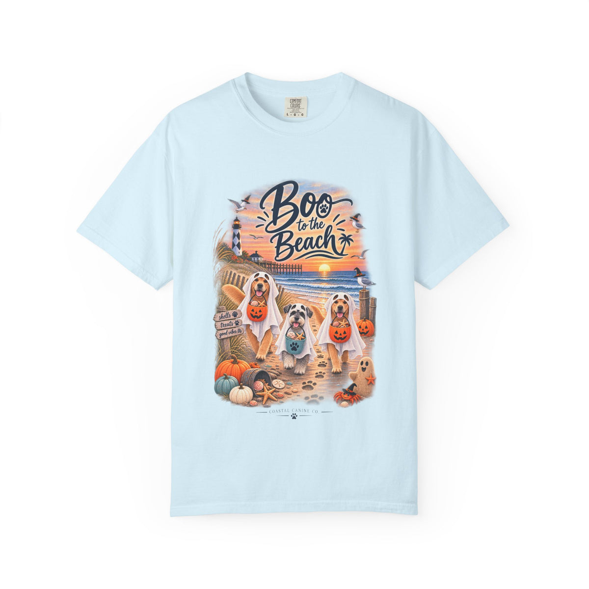 Boo to the Beach T-Shirt — Cute Halloween Dogs on Sunset Beach