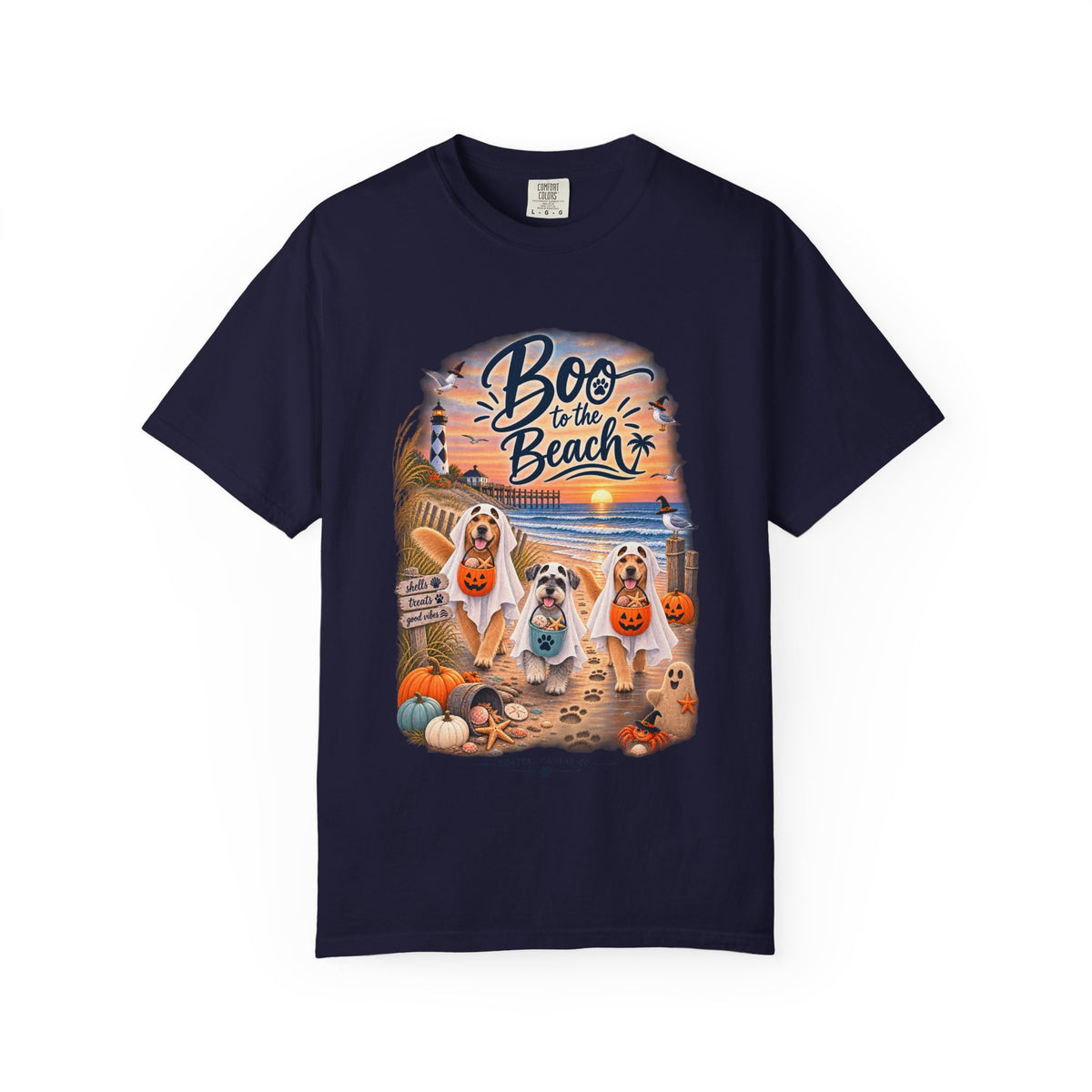 Boo to the Beach T-Shirt — Cute Halloween Dogs on Sunset Beach