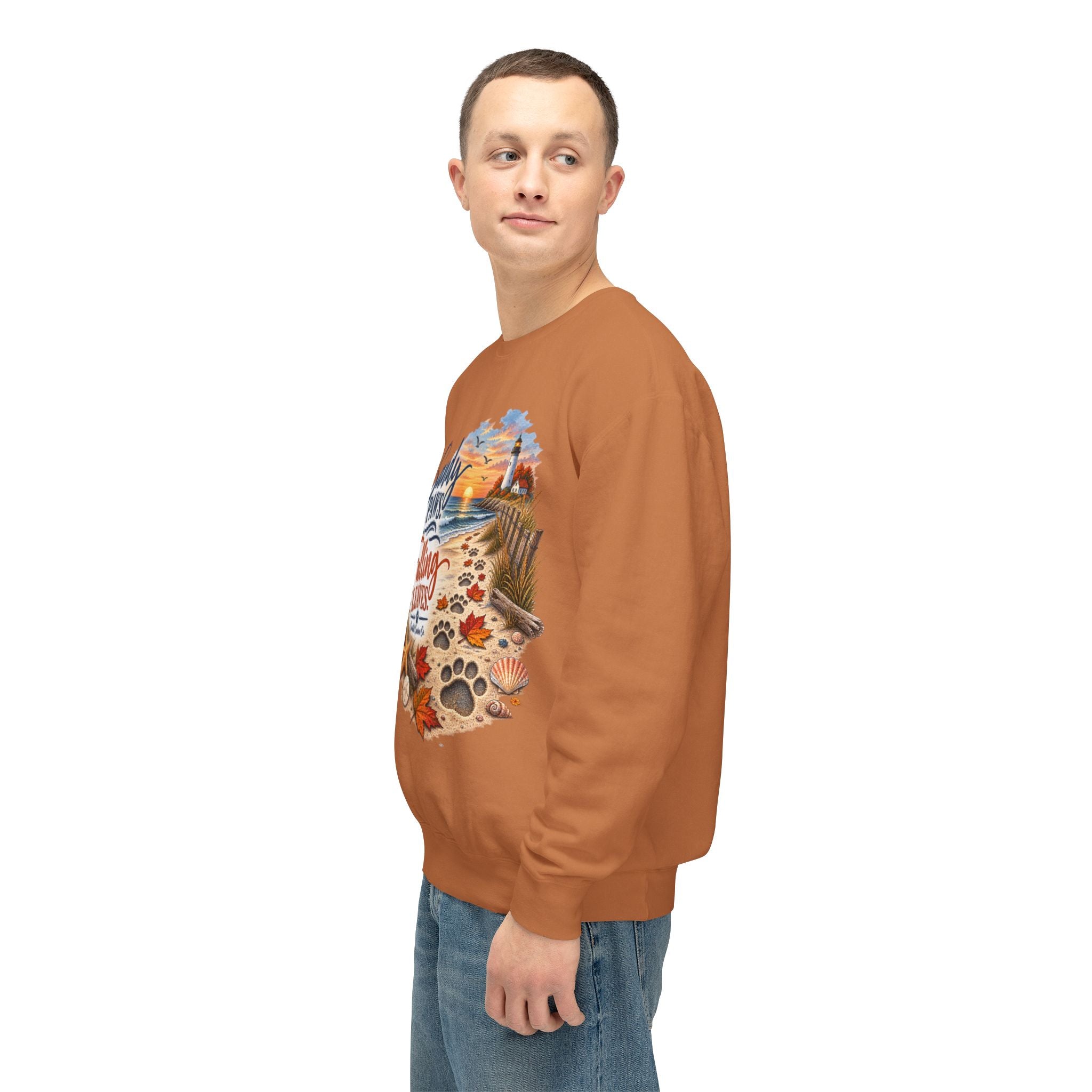 Sandy Paws Falling Leaves Sweatshirt – Beach Dog Autumn Crewneck