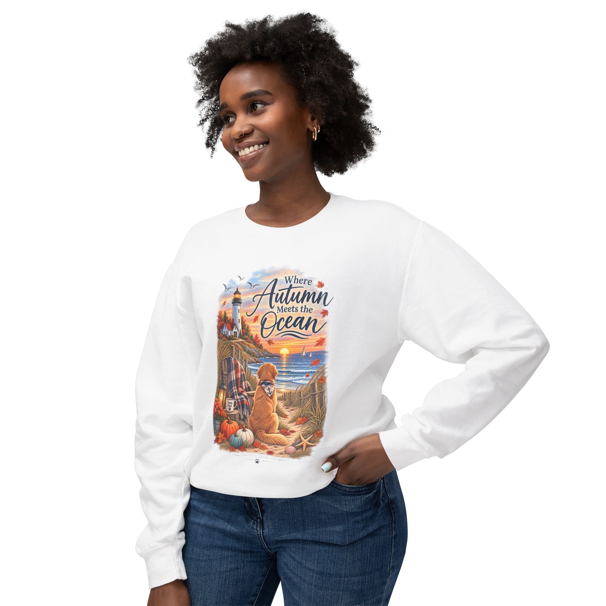 Where Autumn Meets the Ocean Sweatshirt — Coastal Fall Dog Pullover