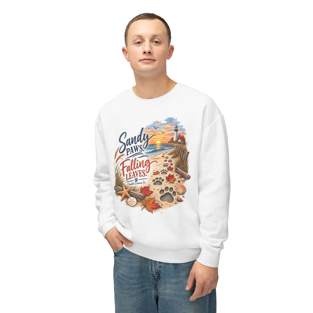 Sandy Paws Falling Leaves Sweatshirt – Beach Dog Autumn Crewneck