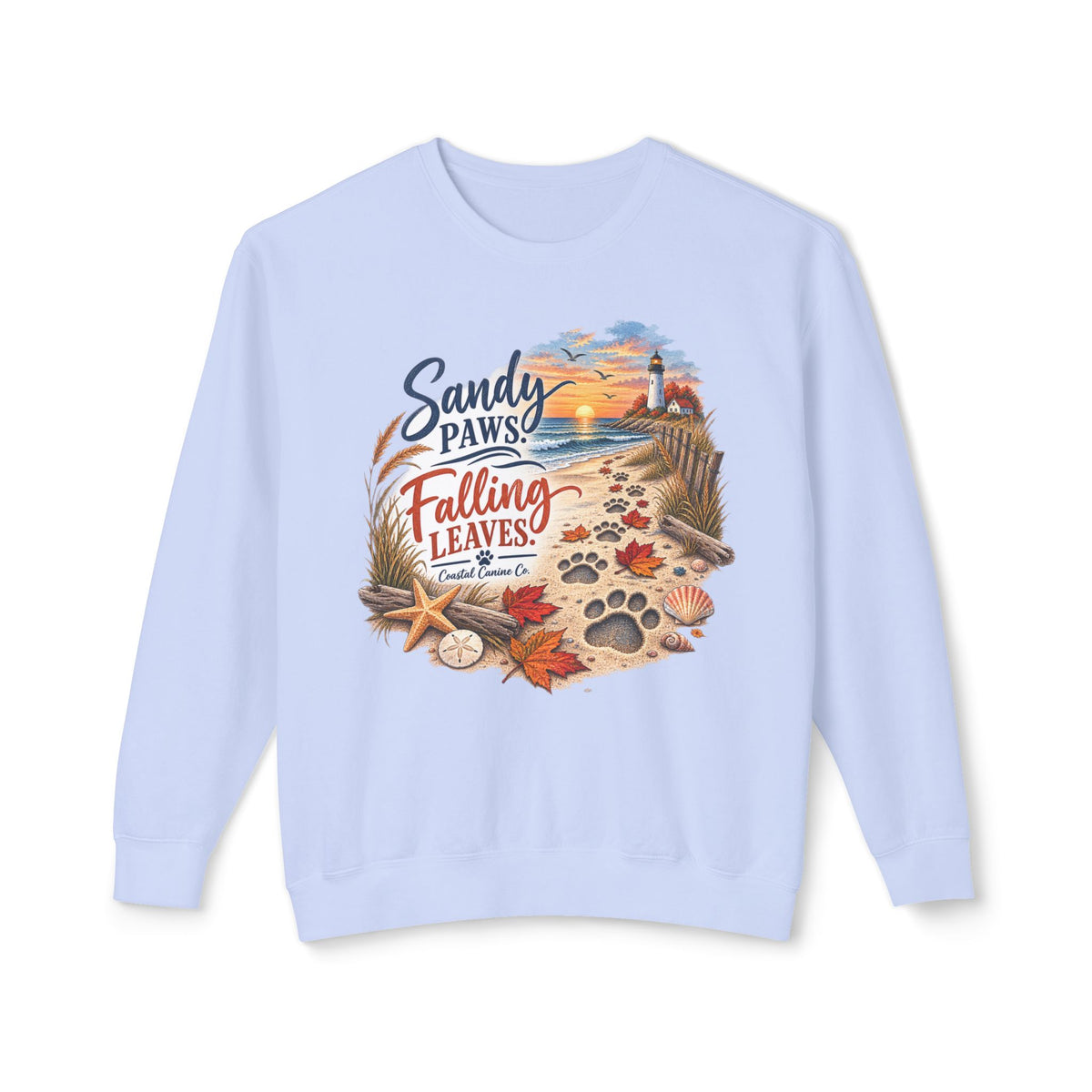 Sandy Paws Falling Leaves Sweatshirt – Beach Dog Autumn Crewneck