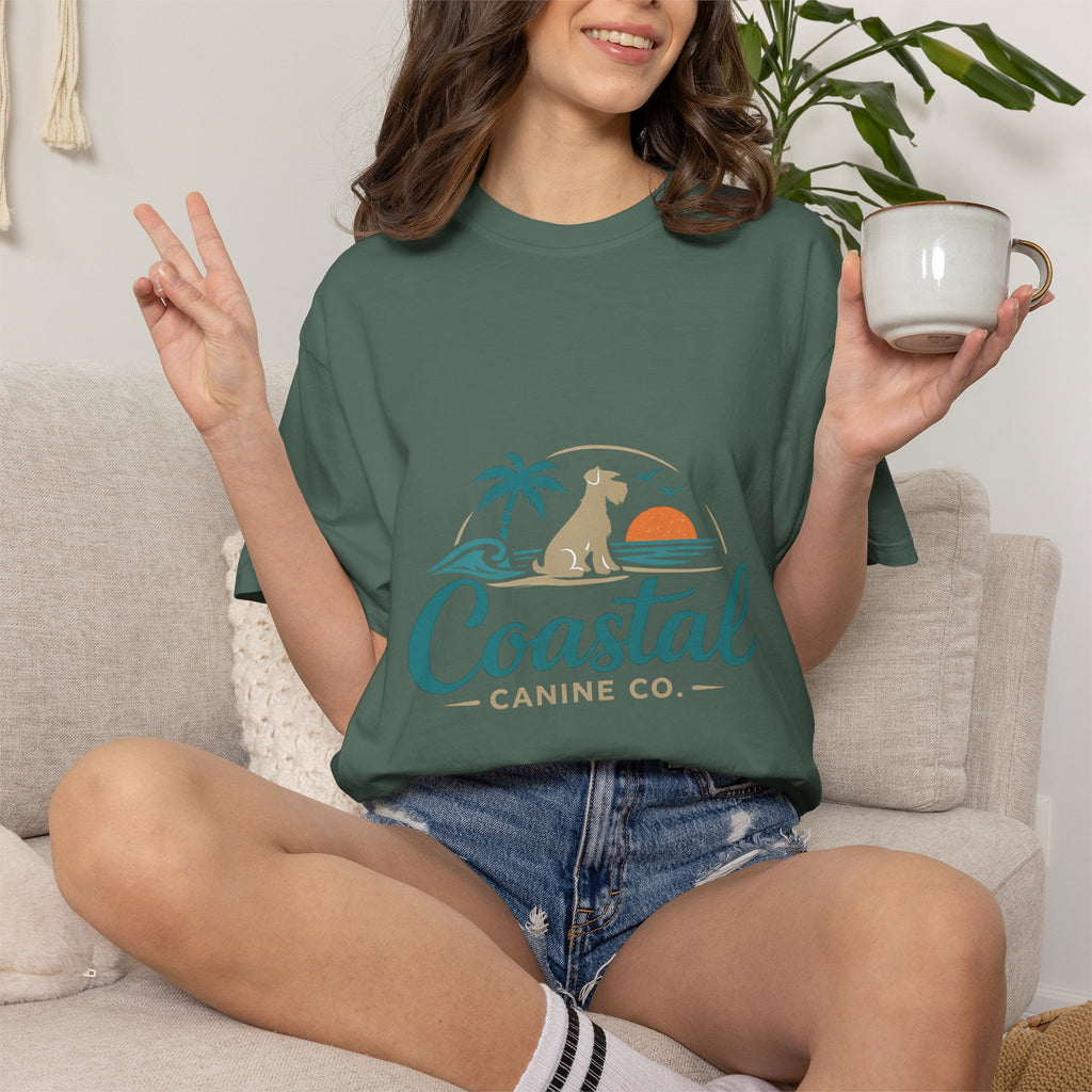 Coastal Canine T-Shirt — Beach Dog Sunset Tee