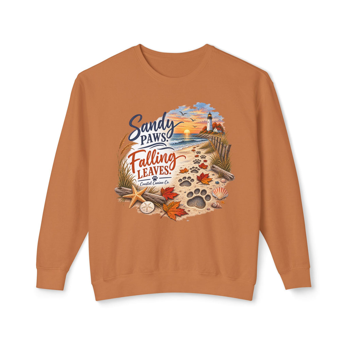 Sandy Paws Falling Leaves Sweatshirt – Beach Dog Autumn Crewneck