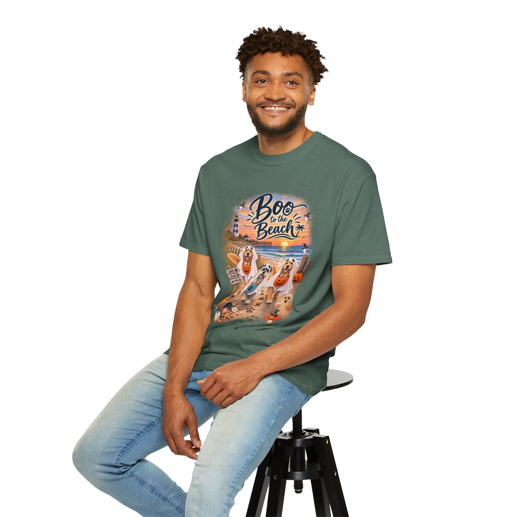 Boo to the Beach T-Shirt — Cute Halloween Dogs on Sunset Beach