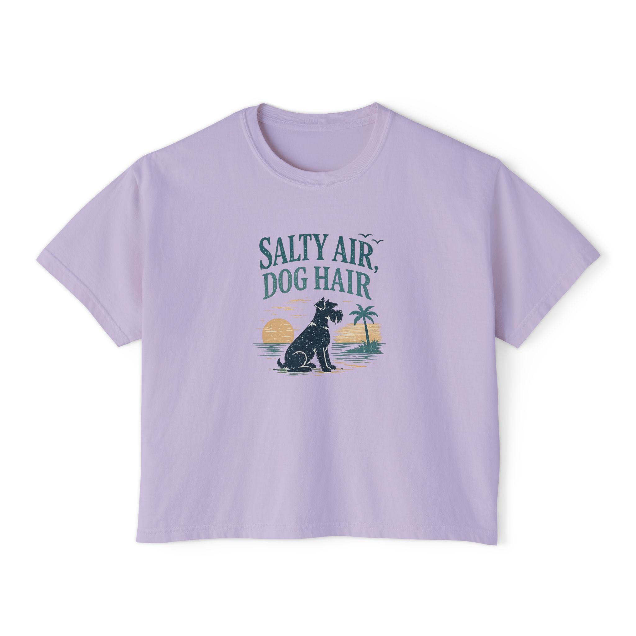 Salty Air, Dog Hair Boxy Tee — Women’s Beach Dog T-Shirt