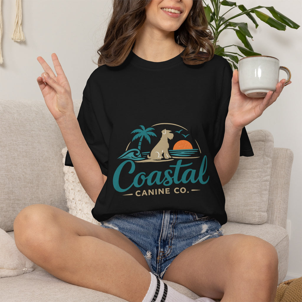 Coastal Canine T-Shirt — Beach Dog Sunset Tee