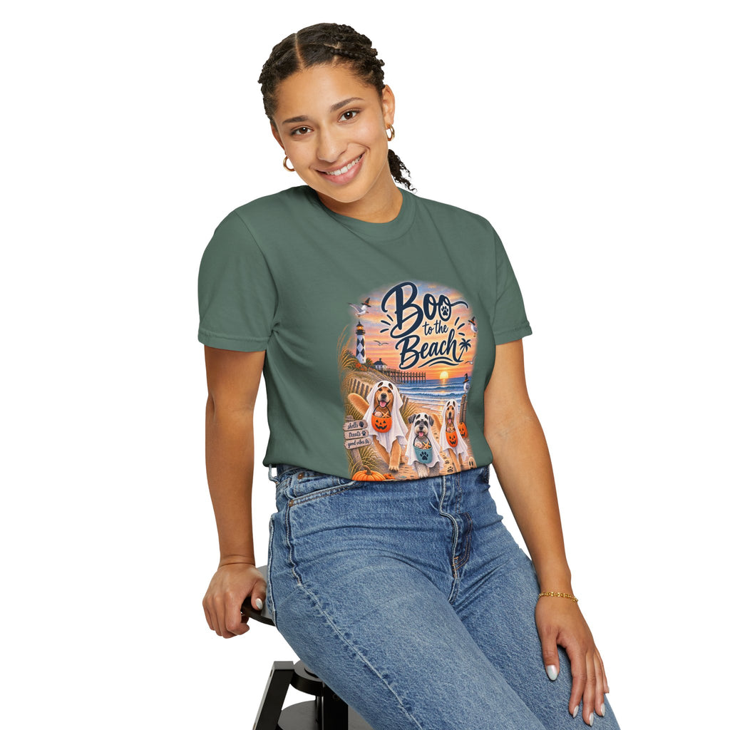 Boo to the Beach T-Shirt — Cute Halloween Dogs on Sunset Beach