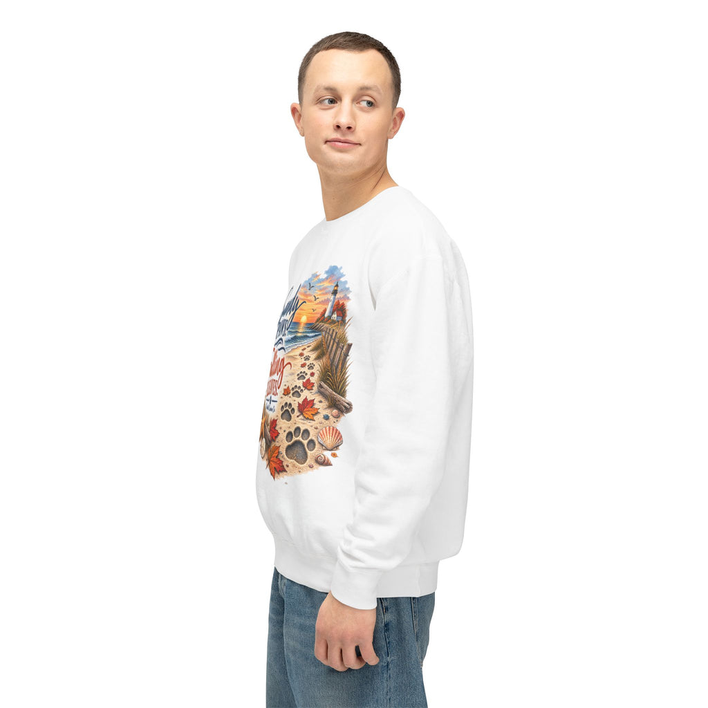 Sandy Paws Falling Leaves Sweatshirt – Beach Dog Autumn Crewneck