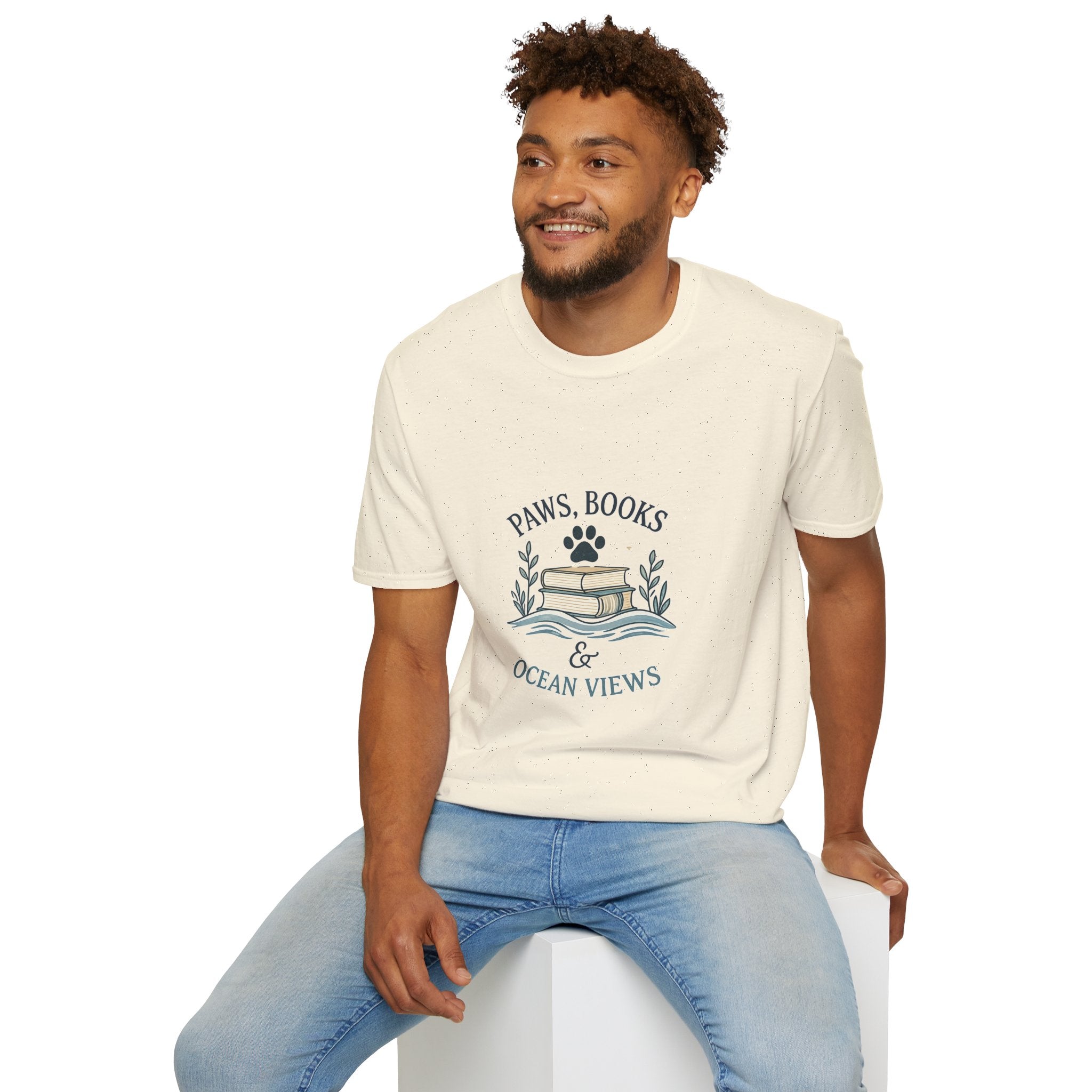 Paws, Books & Ocean Views T‑Shirt