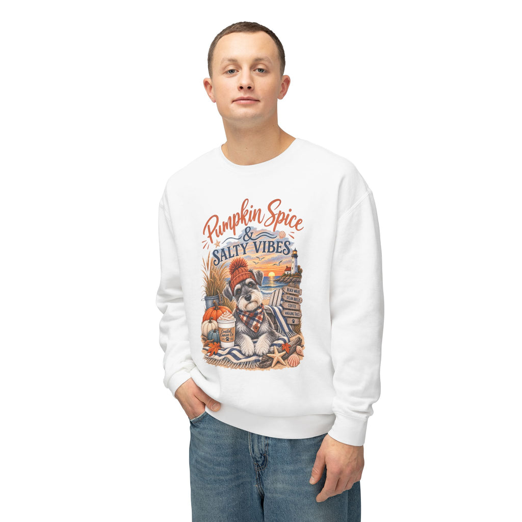 Pumpkin Spice & Salty Vibes Sweatshirt — Fall Beach Dog Crewneck