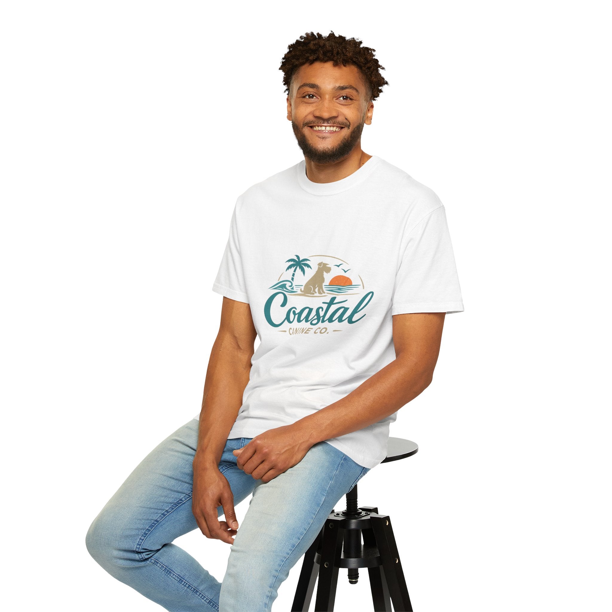 Coastal Canine T-Shirt — Beach Dog Sunset Tee