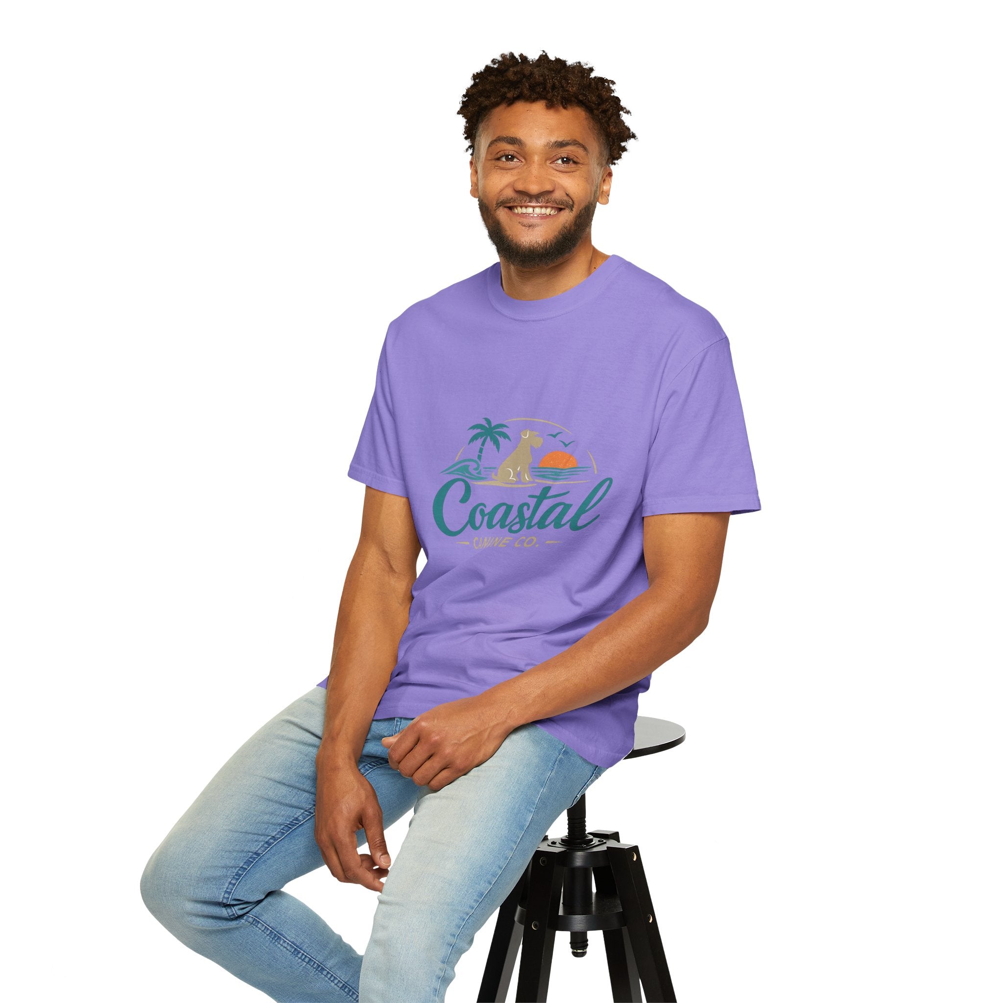 Coastal Canine T-Shirt — Beach Dog Sunset Tee