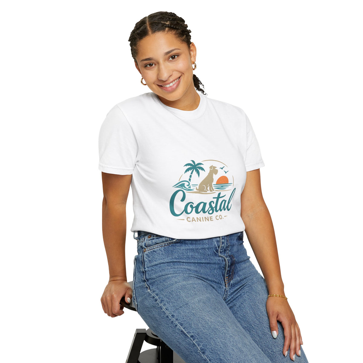 Coastal Canine T-Shirt — Beach Dog Sunset Tee