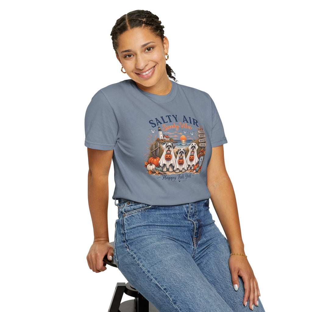 Salty Air Spooky Vibes Tee — Happy Fall Y'all Autumn Beach Ghosts T-Shirt