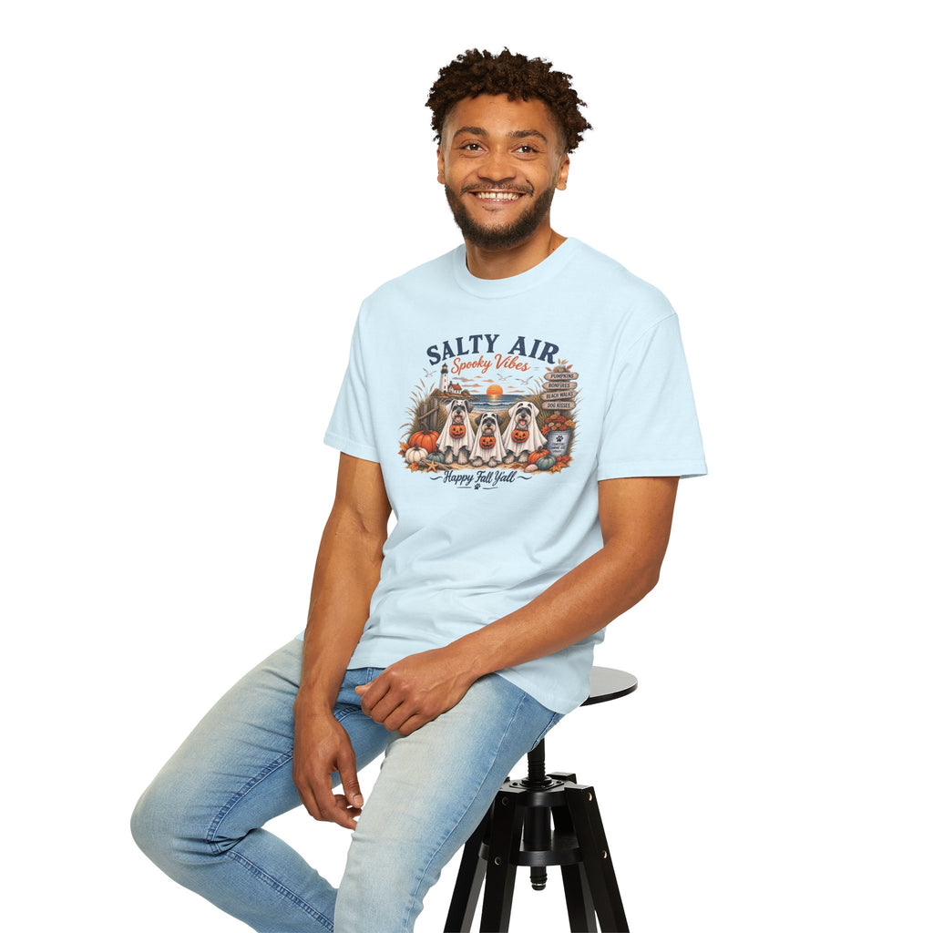 Salty Air Spooky Vibes Tee — Happy Fall Y'all Autumn Beach Ghosts T-Shirt
